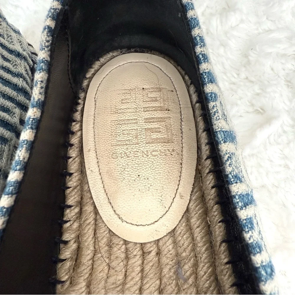 Givenchy Logo 4G Jacquard Espadrilles Flats Denim Navy Blue
